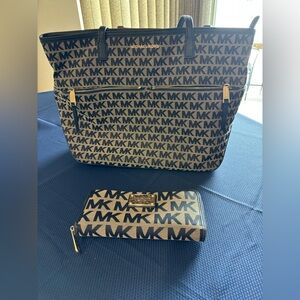 Michael Kors Monogram Purse with Matching Wallet